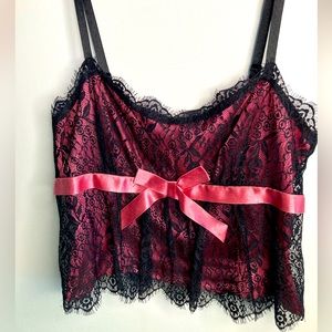 Pink and Black Lace Camisole